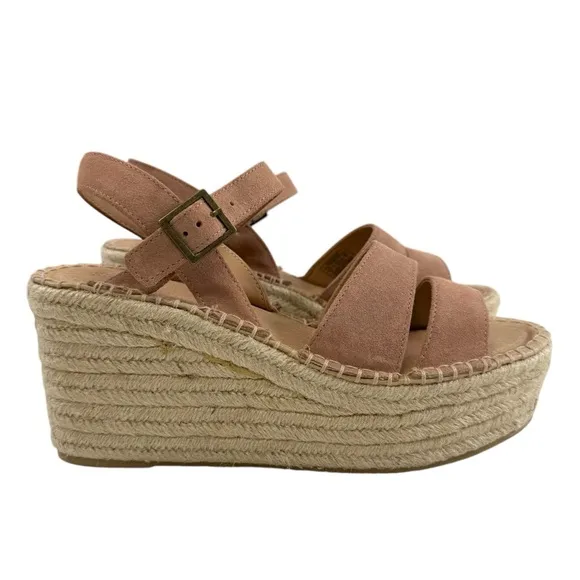 NWOB Soludos Como Suede Platform Wedge Espadrille Sandals in Sahara Pink Size 9