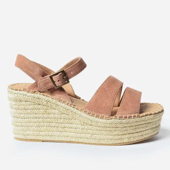 NWOB Soludos Como Suede Platform Wedge Espadrille Sandals in Sahara Pink Size 9