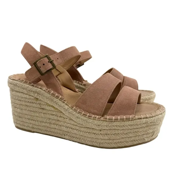 NWOB Soludos Como Suede Platform Wedge Espadrille Sandals in Sahara Pink Size 9