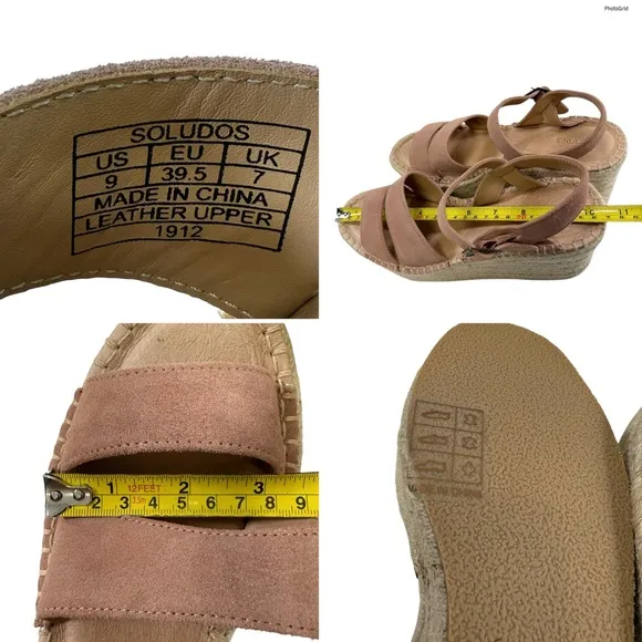 NWOB Soludos Como Suede Platform Wedge Espadrille Sandals in Sahara Pink Size 9