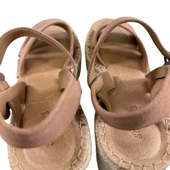NWOB Soludos Como Suede Platform Wedge Espadrille Sandals in Sahara Pink Size 9