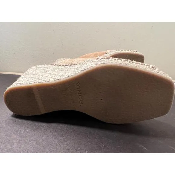 NWOB Vince Women's Gaelan 90mm Tan Suede Wedge Sandals US Size 5 M EUR 35 NEW