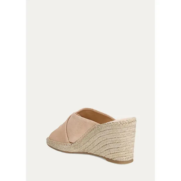 NWOB Vince Women's Gaelan 90mm Tan Suede Wedge Sandals US Size 5 M EUR 35 NEW