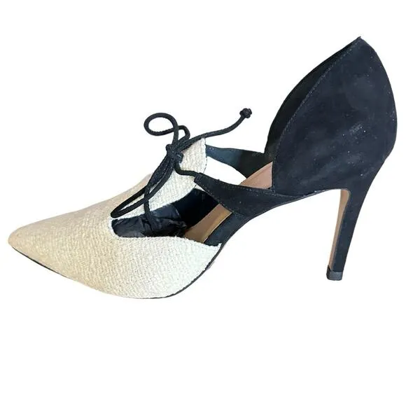NWOT Chadette Maragh Women's Ivory Tweed D'Orsay Heels Size 10 Wedding