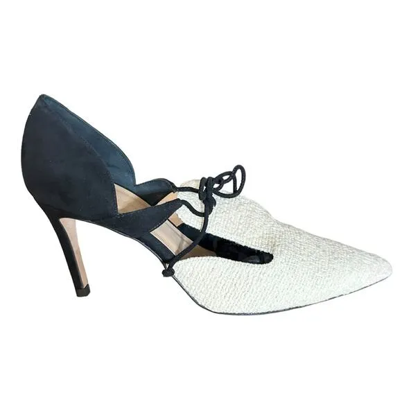 NWOT Chadette Maragh Women's Ivory Tweed D'Orsay Heels Size 10 Wedding