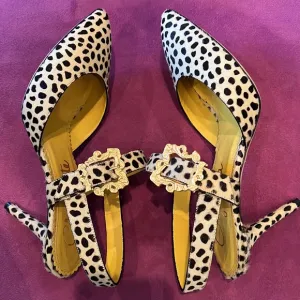 NWOT Charlotte Olympia Cheetah Print Calf Hair Stiletto Heels EU 37.5