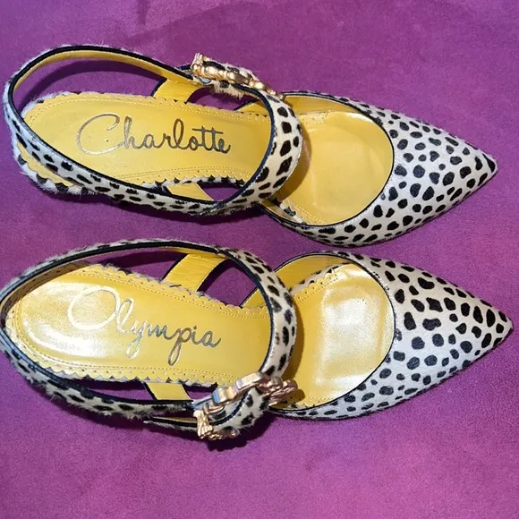 NWOT Charlotte Olympia Cheetah Print Calf Hair Stiletto Heels EU 37.5