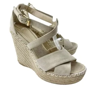 NWOT Club Monaco fleuris suede wedge platform espadrille sandals women sz 38