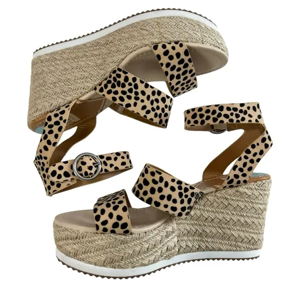 NWOT Dolce Vita DV8 Cheetah Print Espadrille Platform Wedge Sandals Size 8.5