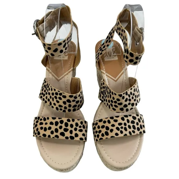 NWOT Dolce Vita DV8 Cheetah Print Espadrille Platform Wedge Sandals Size 8.5