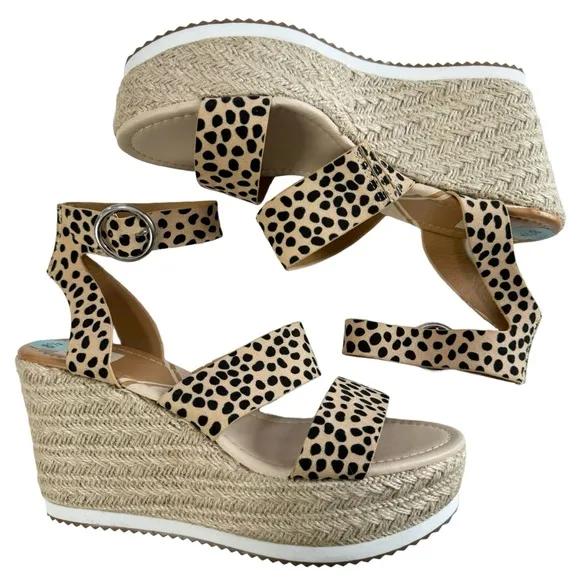 NWOT Dolce Vita DV8 Cheetah Print Espadrille Platform Wedge Sandals Size 8.5