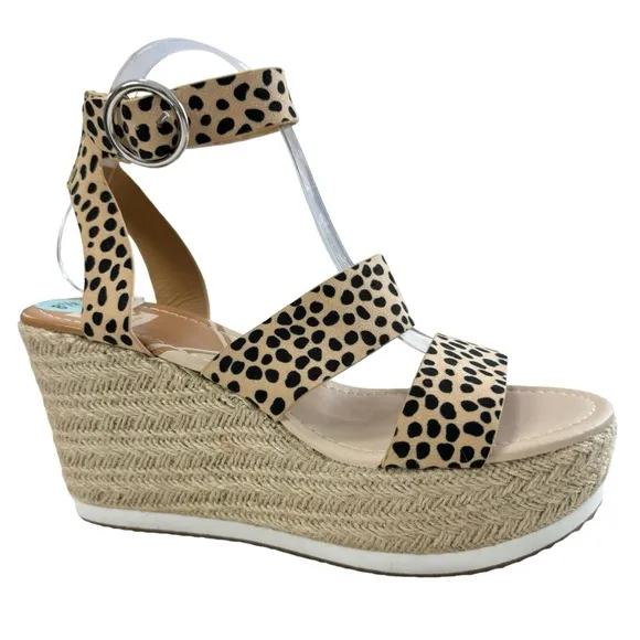 NWOT Dolce Vita DV8 Cheetah Print Espadrille Platform Wedge Sandals Size 8.5