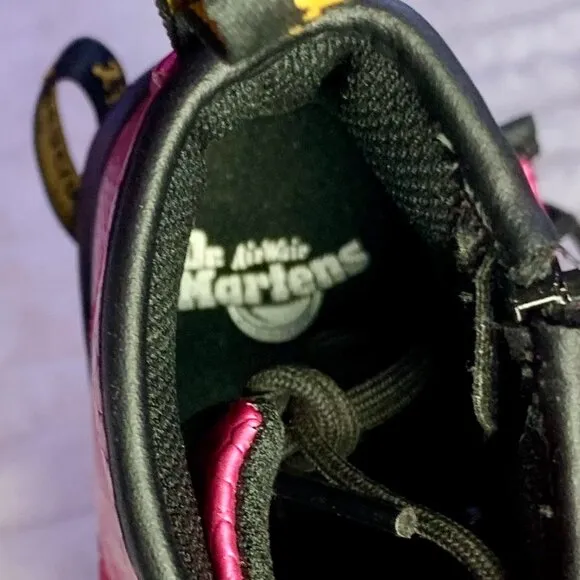 NWOT Dr. Martens Toddler Girl 1460 Patent Lamper Combat Boots | Pink Reptile | 9