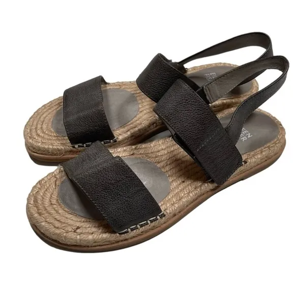 NWOT Eileen Fisher Max Metallic Espadrille Sandals Size 8 Leather