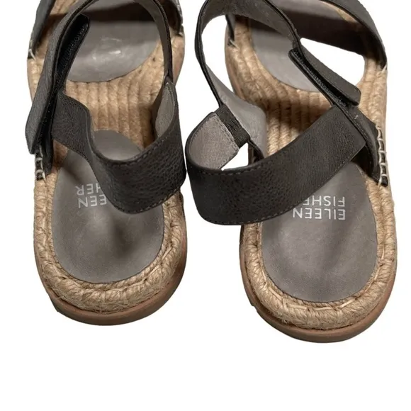 NWOT Eileen Fisher Max Metallic Espadrille Sandals Size 8 Leather