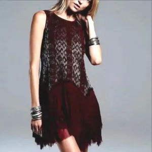 NWOT Free People Showroom Geo Drop Waist Beaded Boho Dress