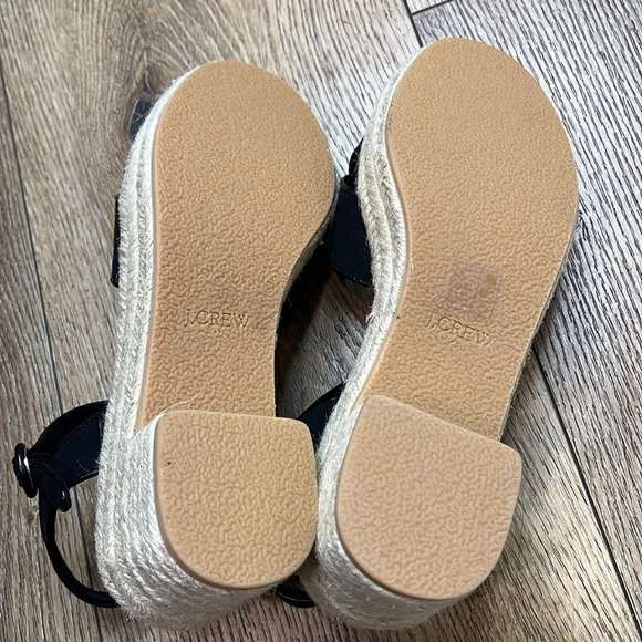 NWOT J. Crew Black Espadrille Platform Sandals Size 8