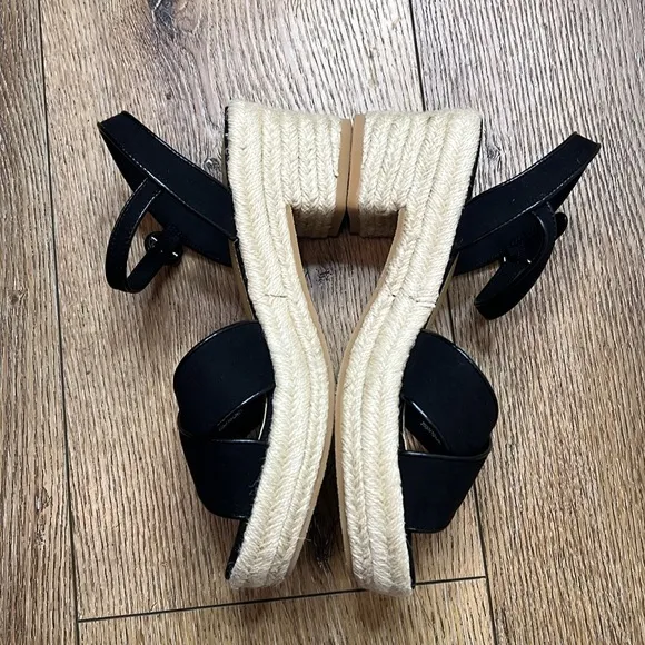 NWOT J. Crew Black Espadrille Platform Sandals Size 8