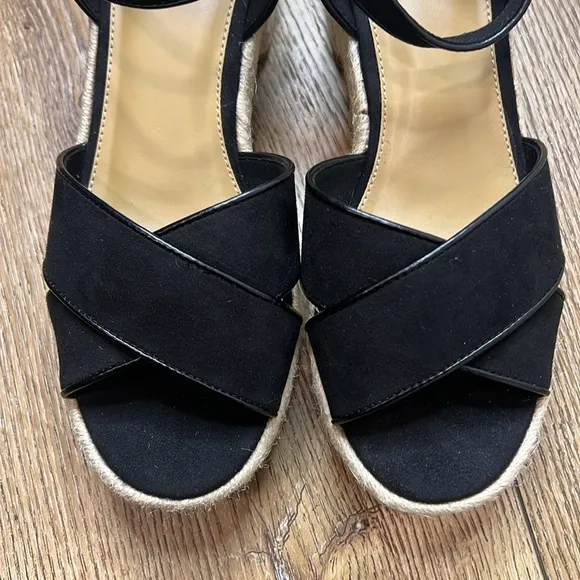 NWOT J. Crew Black Espadrille Platform Sandals Size 8