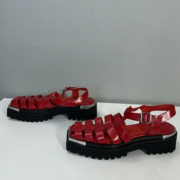 NWOT Jeffrey Campbell Lafayette Platform Red Fisherman Sandals Size 8