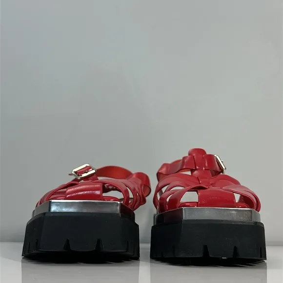 NWOT Jeffrey Campbell Lafayette Platform Red Fisherman Sandals Size 8