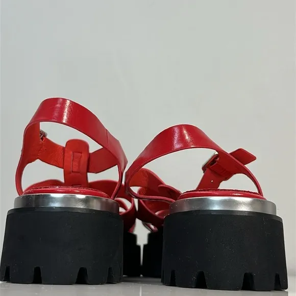 NWOT Jeffrey Campbell Lafayette Platform Red Fisherman Sandals Size 8