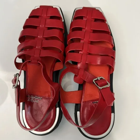 NWOT Jeffrey Campbell Lafayette Platform Red Fisherman Sandals Size 8