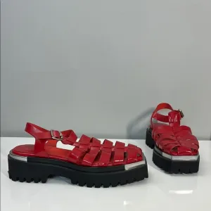 NWOT Jeffrey Campbell Lafayette Platform Red Fisherman Sandals Size 8