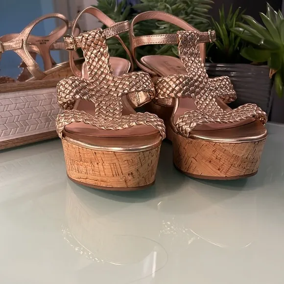 NWOT kate spade platform cork rose gold sandals