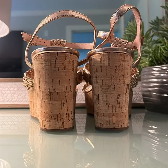 NWOT kate spade platform cork rose gold sandals