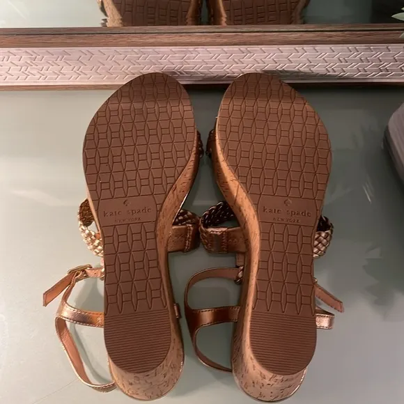 NWOT kate spade platform cork rose gold sandals