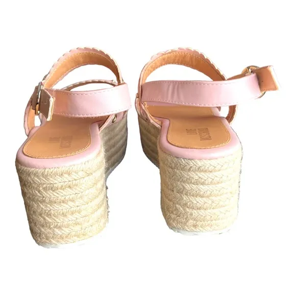 NWOT Love Moschino Wedge Espadrille Sandals Petal Punk Size 8