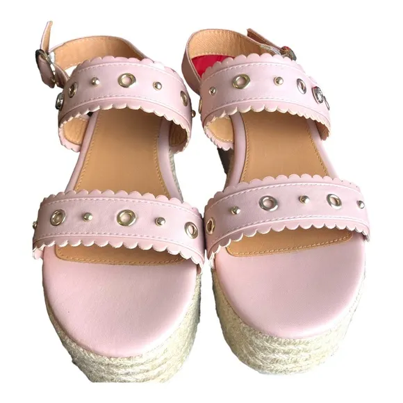 NWOT Love Moschino Wedge Espadrille Sandals Petal Punk Size 8