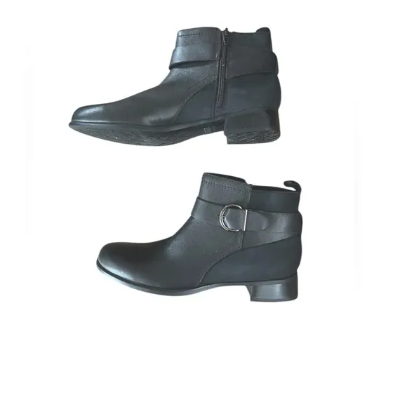 NWOT Munro Leather Chestnut Buckle Booties Black Combo – Sz 9N