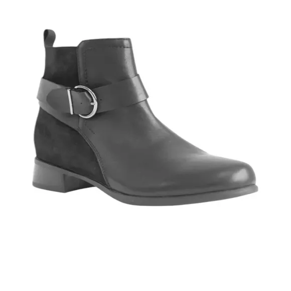 NWOT Munro Leather Chestnut Buckle Booties Black Combo – Sz 9N