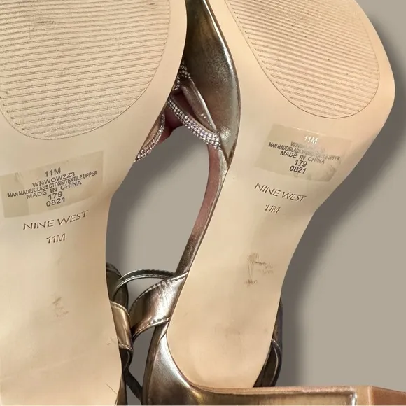 NWOT Nine West ‘Wowzz Platform Dress Sandals’ in “Bronze Crystal” Size 11