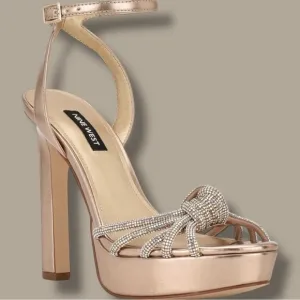 NWOT Nine West ‘Wowzz Platform Dress Sandals’ in “Bronze Crystal” Size 11