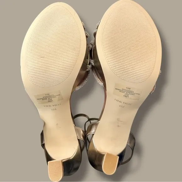 NWOT Nine West ‘Wowzz Platform Dress Sandals’ in “Bronze Crystal” Size 11
