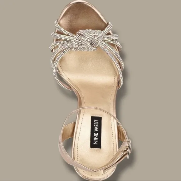NWOT Nine West ‘Wowzz Platform Dress Sandals’ in “Bronze Crystal” Size 11