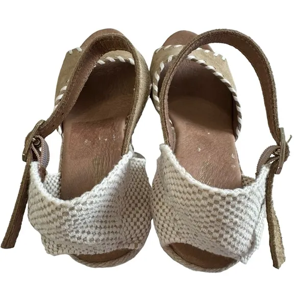NWOT Sesto Meucci Nonie Tan Suede Whipstitch Espadrille Wedge Sandals Size 10