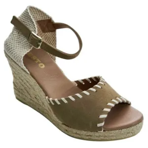 NWOT Sesto Meucci Nonie Tan Suede Whipstitch Espadrille Wedge Sandals Size 10