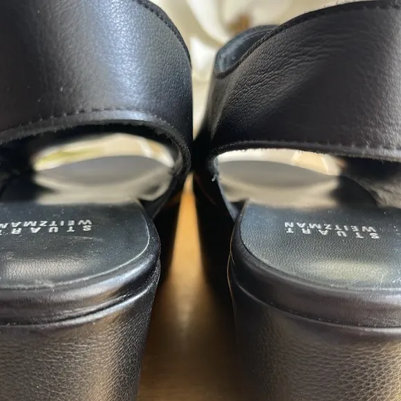 NWOT! Stuart Weitzman Platform Slingback Sandals in Black Calf Leather