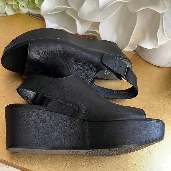 NWOT! Stuart Weitzman Platform Slingback Sandals in Black Calf Leather