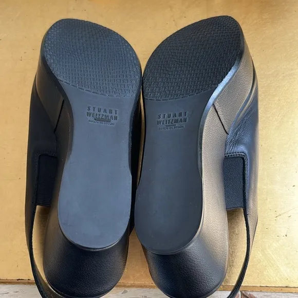 NWOT! Stuart Weitzman Platform Slingback Sandals in Black Calf Leather