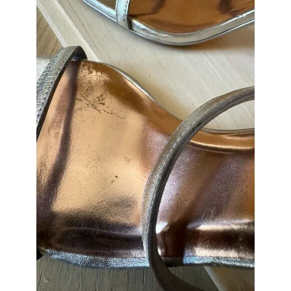 NWOT Ted Baker Triam Silver Leather Strappy Stiletto Sandals Size EU 38.5 = US 8