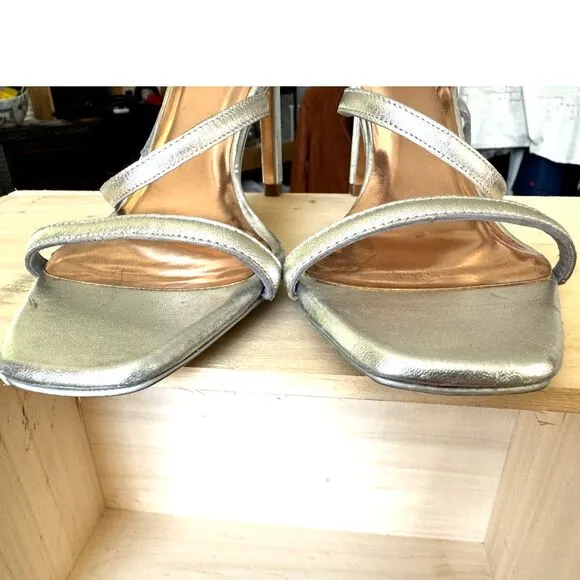NWOT Ted Baker Triam Silver Leather Strappy Stiletto Sandals Size EU 38.5 = US 8