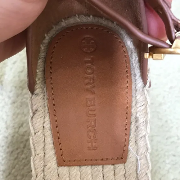 NWOT Tory Burch Brown Selby Ambra Leather Wedge Espadrille Sandals Size 10M