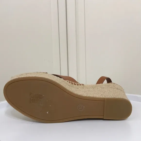 NWOT Tory Burch Brown Selby Ambra Leather Wedge Espadrille Sandals Size 10M