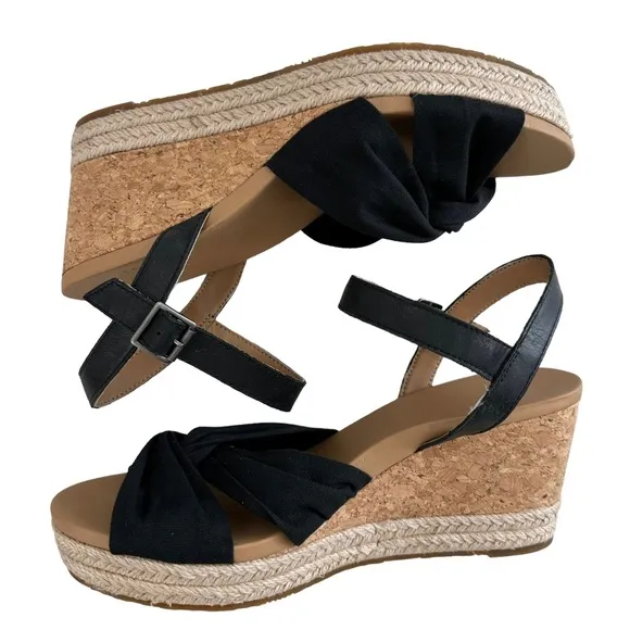 NWOT Ugg Joslyn Crisscross Canvas Cork Espadrille Wedge Sandals Size 8.5