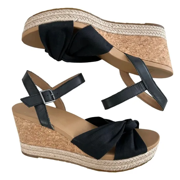 NWOT Ugg Joslyn Crisscross Canvas Cork Espadrille Wedge Sandals Size 8.5